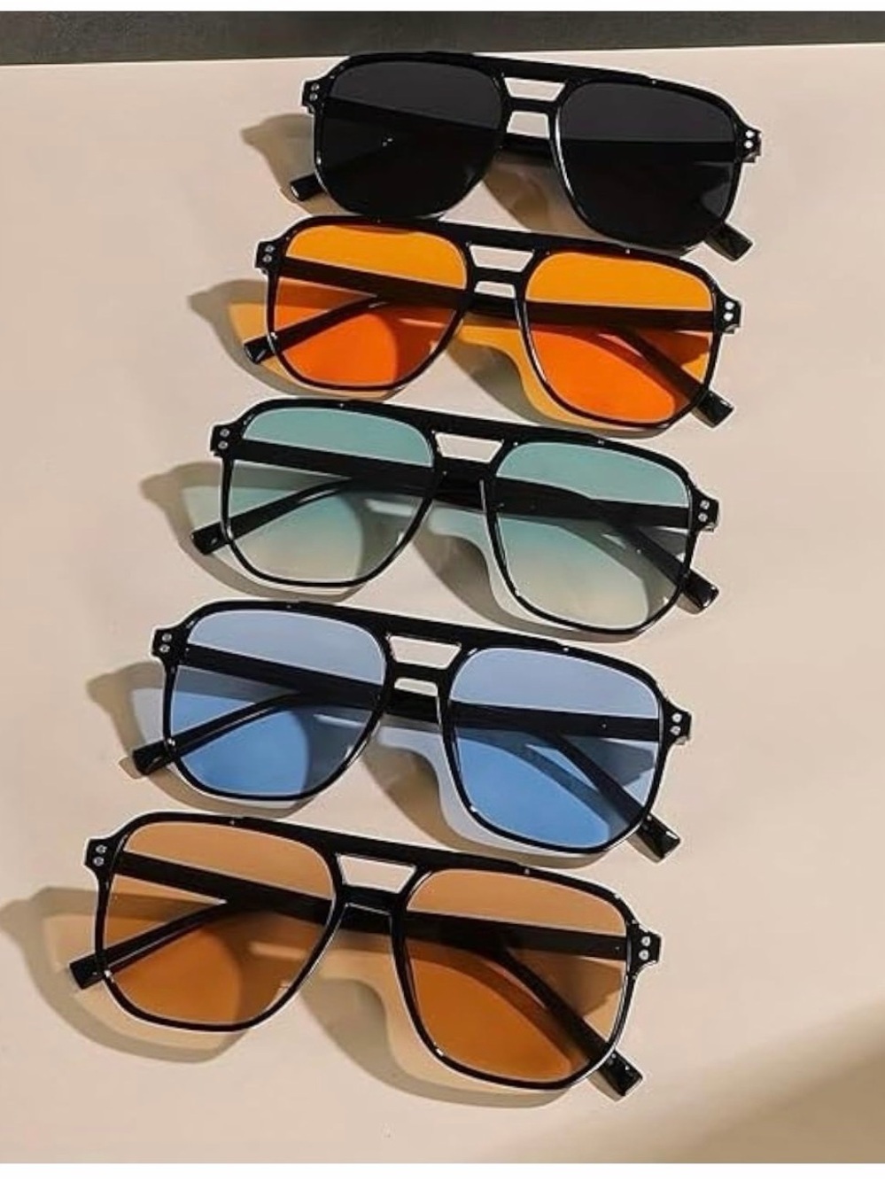 5pcs Men'S PC Geometric Square Sunglasses
